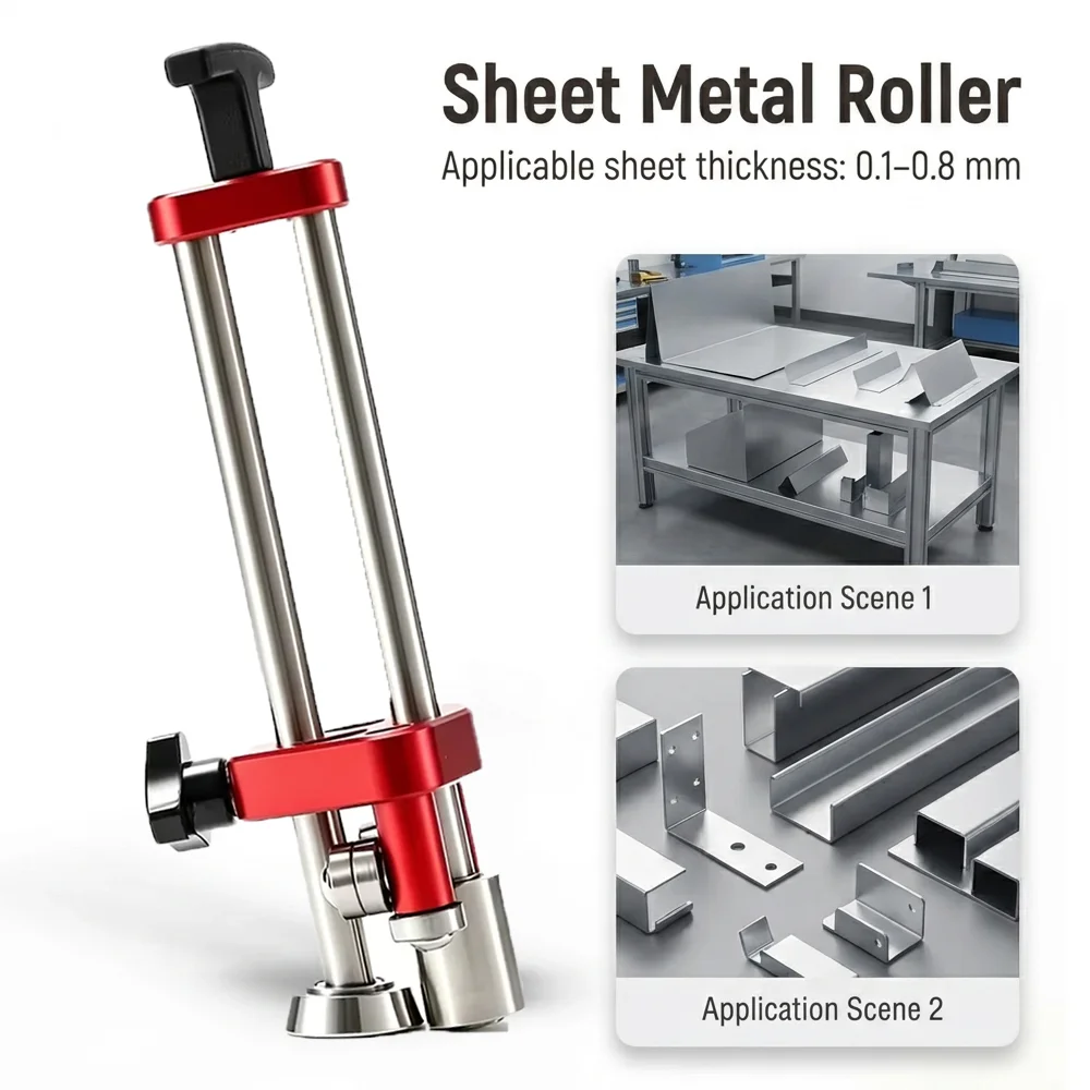 1Pc Universal Sheet Metal Bender with Stainless Steel Rollers-Metal Plate Roller Bending Machine for Industrial/Home Improvement