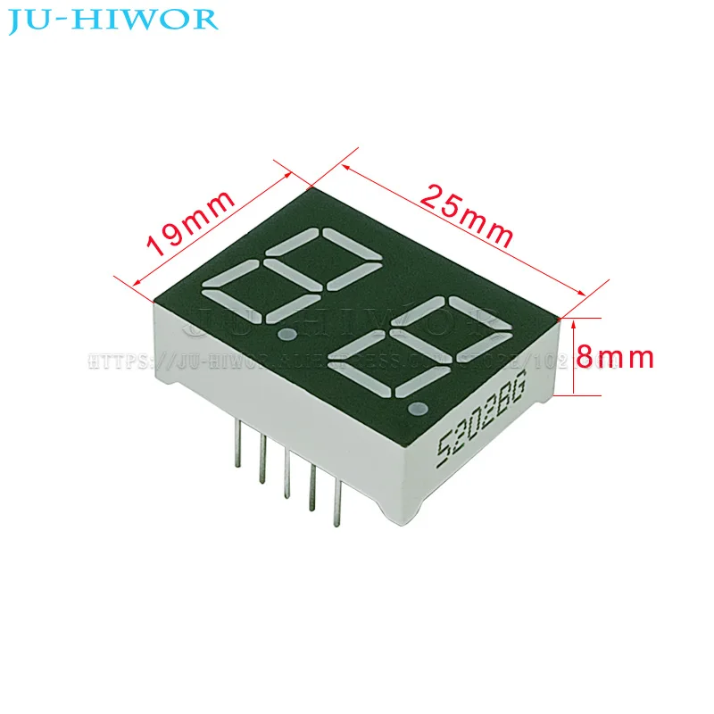 10pcs 10Pins 5202AG 5202BG 0.5 Inch 2 Digit Bits 7 Segment Yellow-Green Chartreuse LED Digital Display Common Anode Cathode