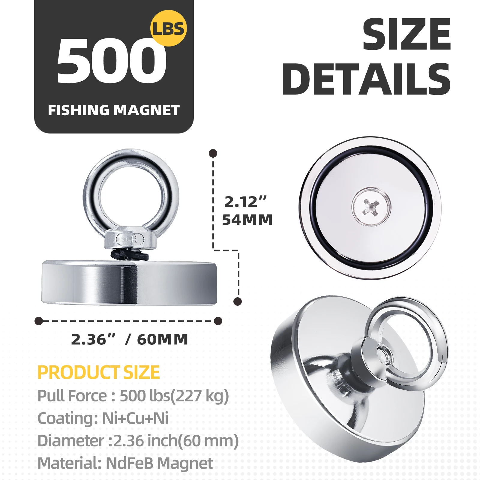 Supersterke magneet Vissen Neodymium magneet Krachtige zoekmagneet D16 D20 D25 D32 D36 D42 D48 D60 D90 voor riviervismagneet