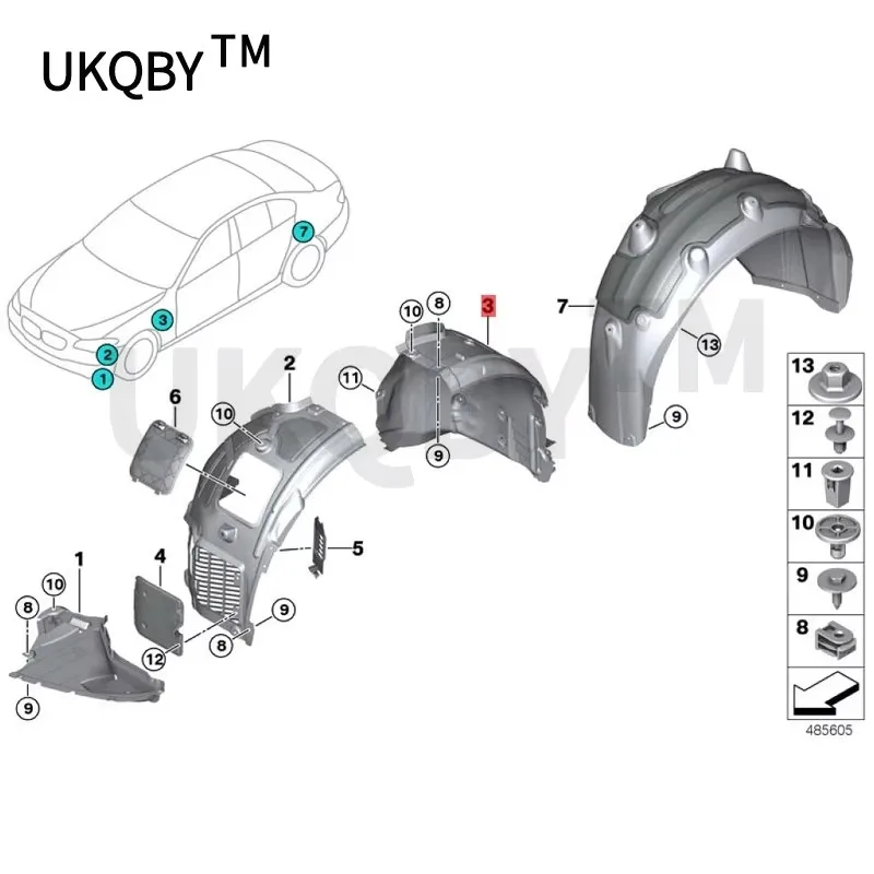 Car Wheel cover 2017-b mwG11 730d 730dX 740i 750iX G12 740Li 740dX 750Li Fender lining Wheel cover lining Wheel hub mudguard
