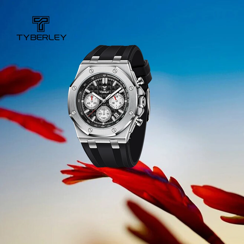 

TYBERLEY 2026 Новые мужские кварцевые часы, модные повседневные стильные маленькие трехконтактные дизайнерские кварцевые часы с хронографом, 30 метров, водонепроницаемые