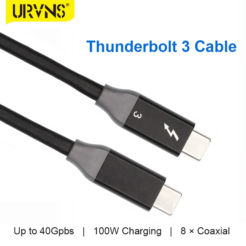 

URVNS Thunderbolt 3 Cable 40Gbps Supports 100W (20V, 5A) Charging, 0.3m/0.6m/0.9m/1.2m USB C Compatible with Thunderbolt 3,USB-C