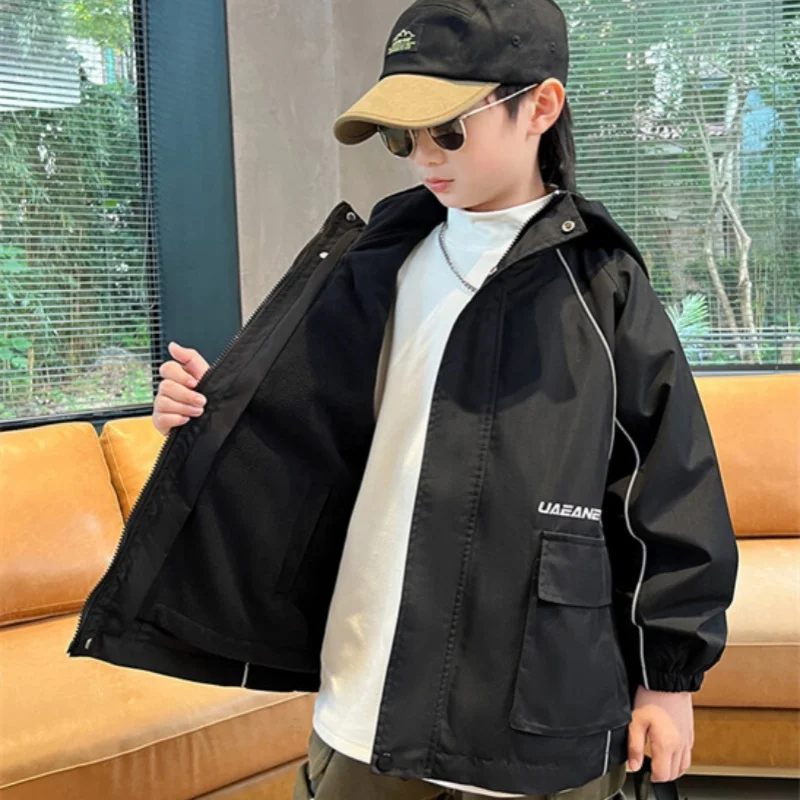 

Boys Coat Overcoat Jacket Windbreak Outerwear 2024 Loose Spring Autumn Cotton High Quality Christmas Gift Children's Clothing