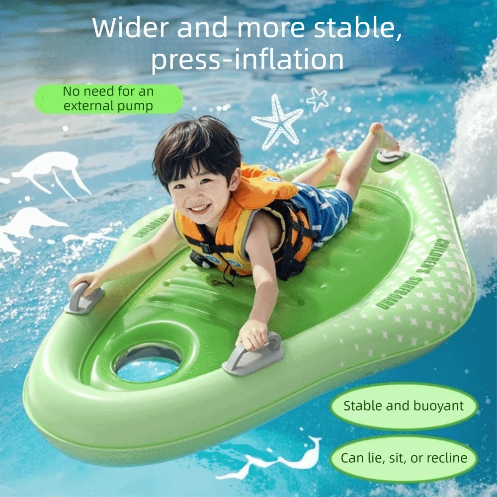 Penguin Inflatable Body Board Lightweight Sturdy Swimming Float Board Non-Slip Thickened PVC Inflatable Surfing Board Pool
