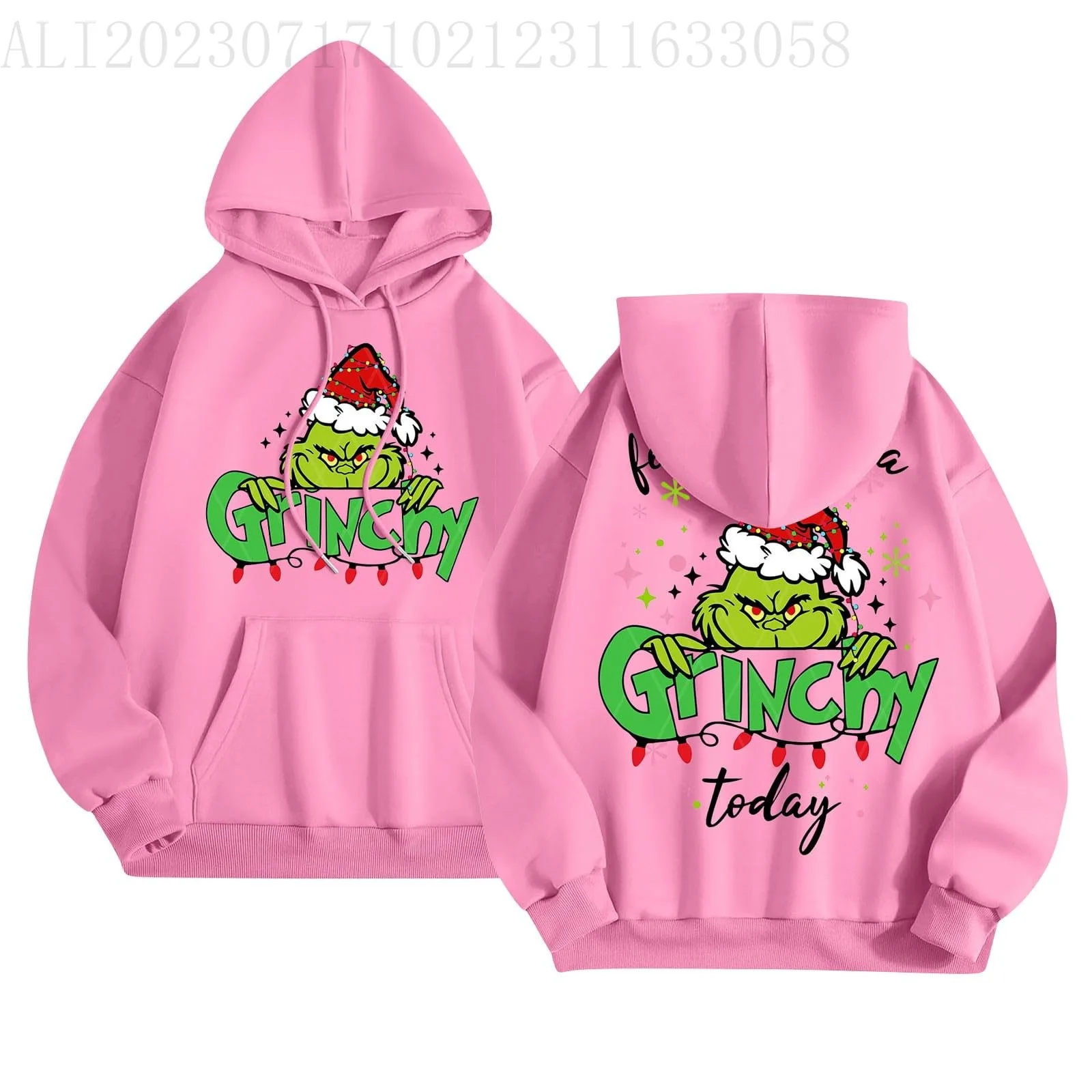 

Christmas Cartoon Anime Printed Fleece Sportswear Men Women Casual Style Comfortable Soft Fabric Long Sleeve Hooded Sportswear