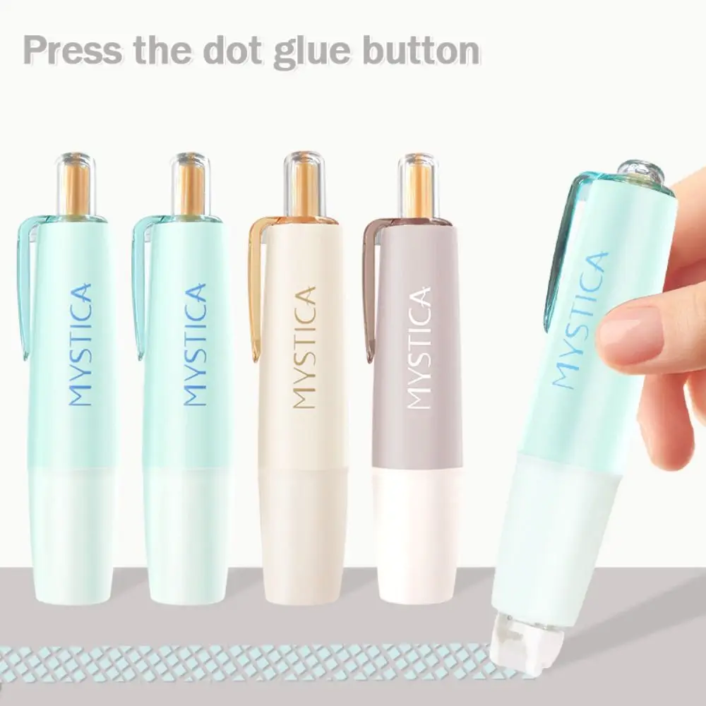 

360 Degree Rotation Dot Glue Tape Press Type Pen-shape Rolling Glue Tape DIY Scrapbooking Large Capacity Glue Tape Pen