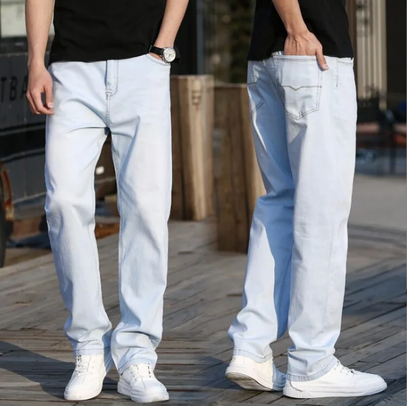 2023 New Men's Stretch Regular Fit Jeans Business Casual Classic Style Fashion Denim Trousers Male Black Blue Gray Pants