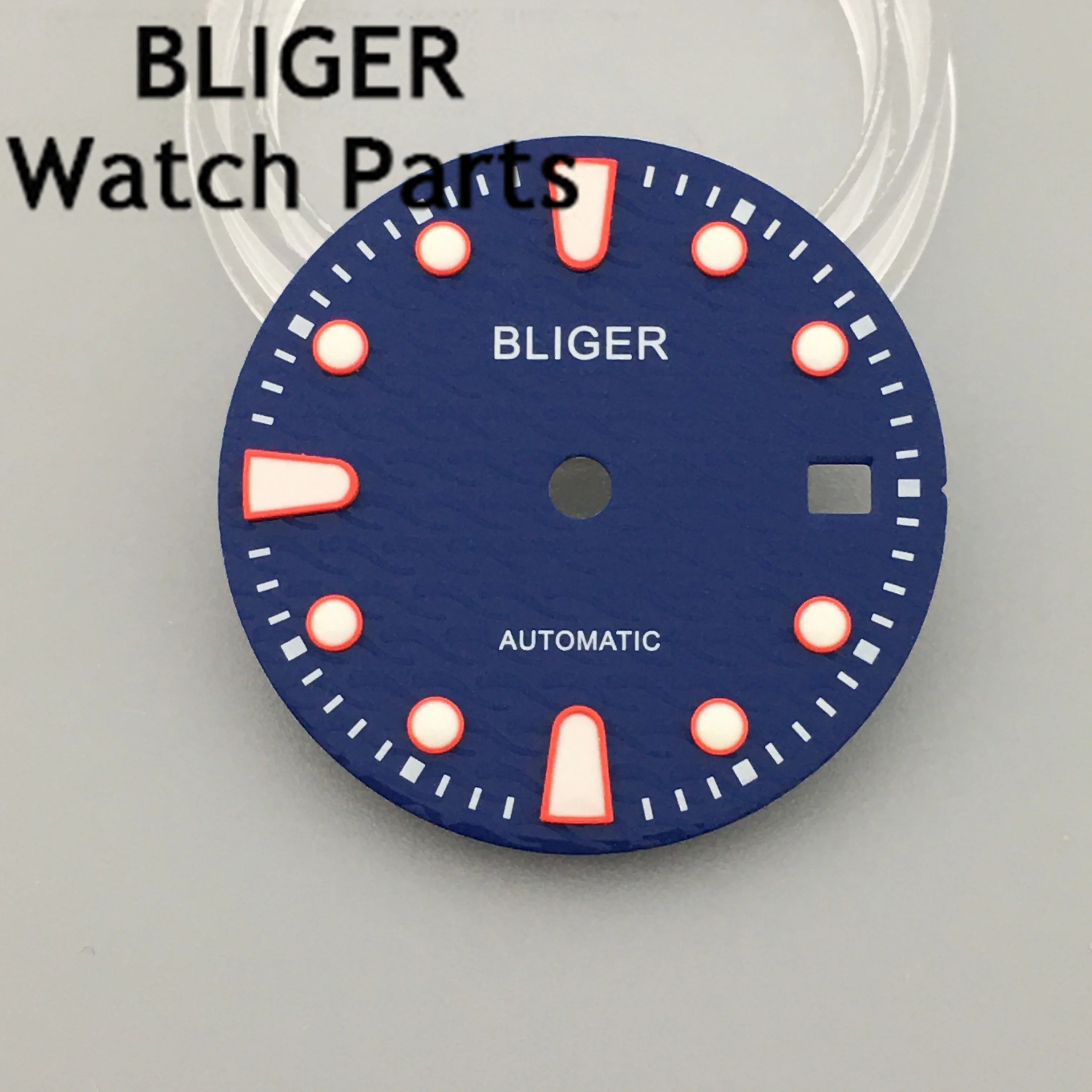 BLIGER-esfera de reloj de 28,5mm, accesorio de color negro, verde y azul, ajuste luminoso verde, movimiento Mingzhu DG2813 3804