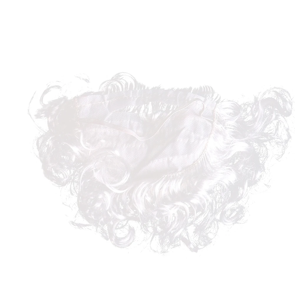 Costume da Babbo Natale con barba di Babbo Natale, oggetti di scena bianchi ricci, materiale in fibra di simulazione, accessorio cosplay per feste di Natale, durevole e di lunga durata