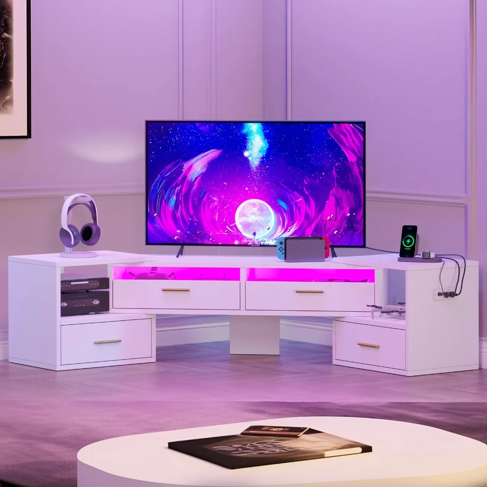 

TV Stand with LED Strip & Power Outlets for 60/65/70/75 inch TVs