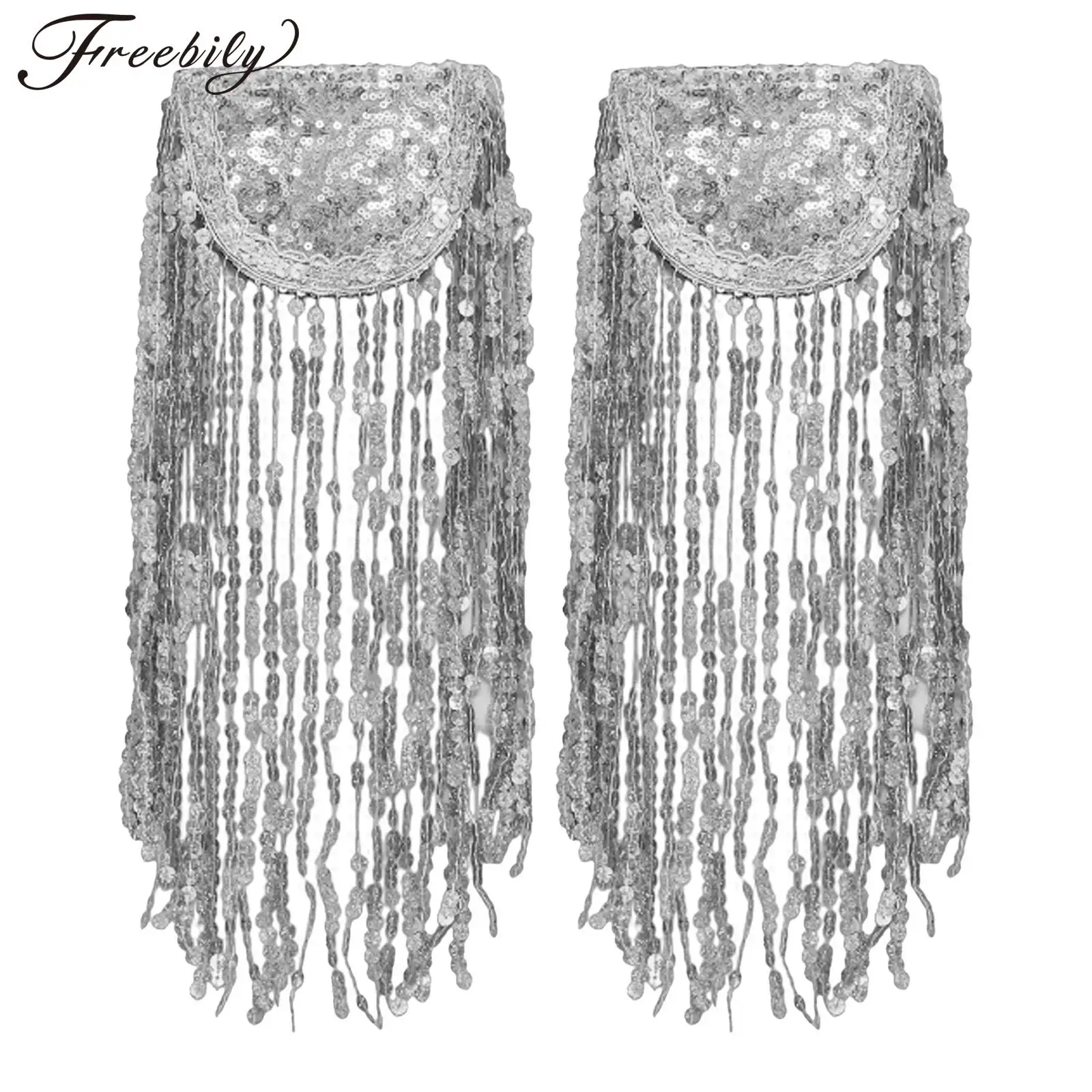 반짝이는 태슬 스팽글 어깨 장식 1쌍, 옷, 펑크 코트, 수트 DIY용 태슬 어깨 클립, 여성 및 남성용 아플리케