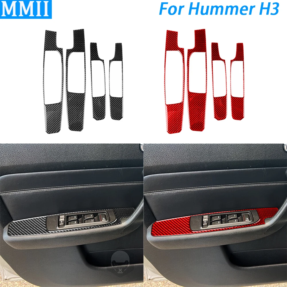 

For Hummer H3 2006-2010 Real Carbon Fiber Window Lift Control Panel Decorative Cover Car Interior Decoration Accessories Sticker