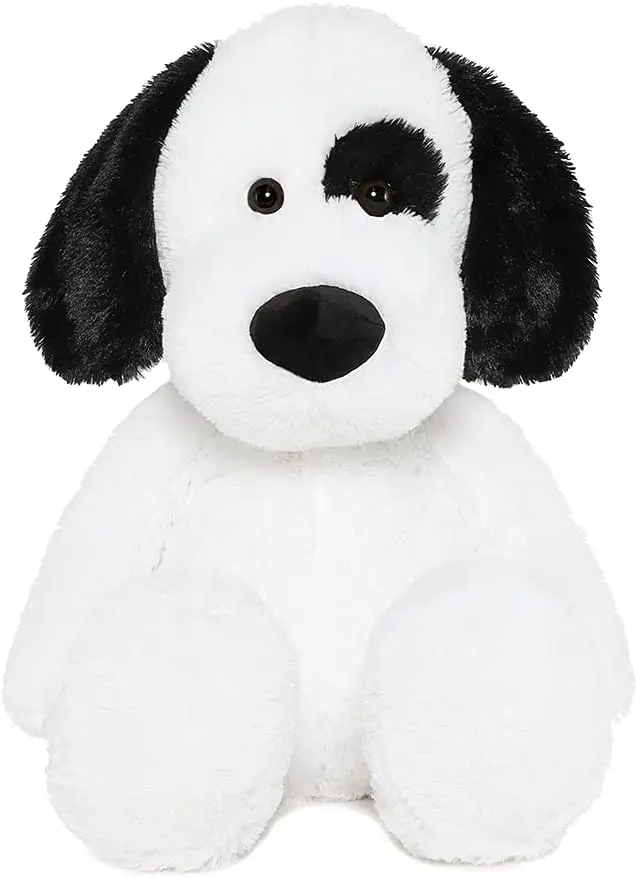 MorisMos Soft Dog Stuffed Animal Large, Cute Stuffed Dog Plush Toy, Cuddle Dog Hugging Pillow for Kids, 20in, White, Black