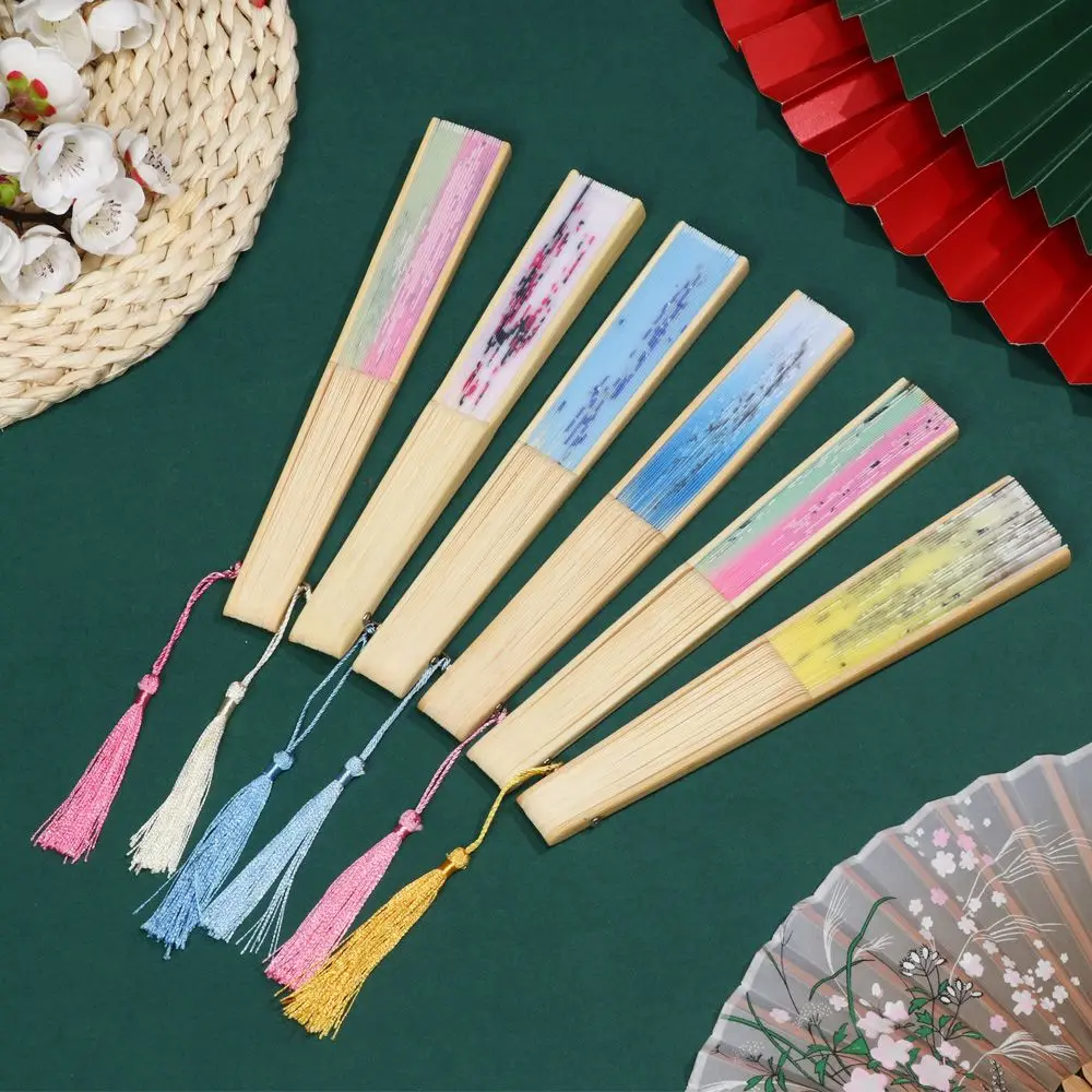 Craft Desktop Ornaments Elegent Home Decoration Dance Performance Props Bamboo Folding Fan Handheld Fan Chinese Style Painting