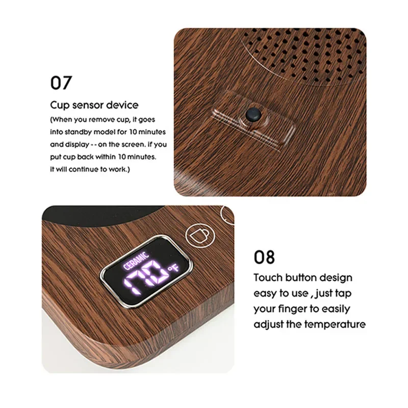 Новый подогреватель кофейных кружек для стола, офиса, дома, 3, настройка температуры, автоматическое отключение, электрическая нагревательная пластина для напитков, умная подогреватель чашек