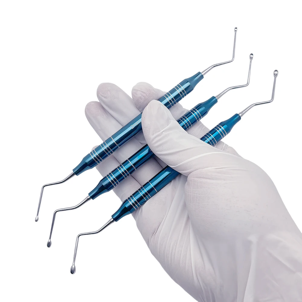 プレミアム歯科インプラントパウダースプーングラフトスクープ骨キュレットクリーニングツール骨片除去器具