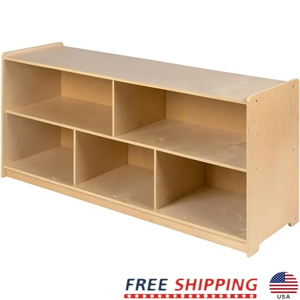 

Wooden Storage Cabinet 5 Section Classroom Organizer Open Shelves Durable Kid Friendly Safety Design Playroom School Home Use
