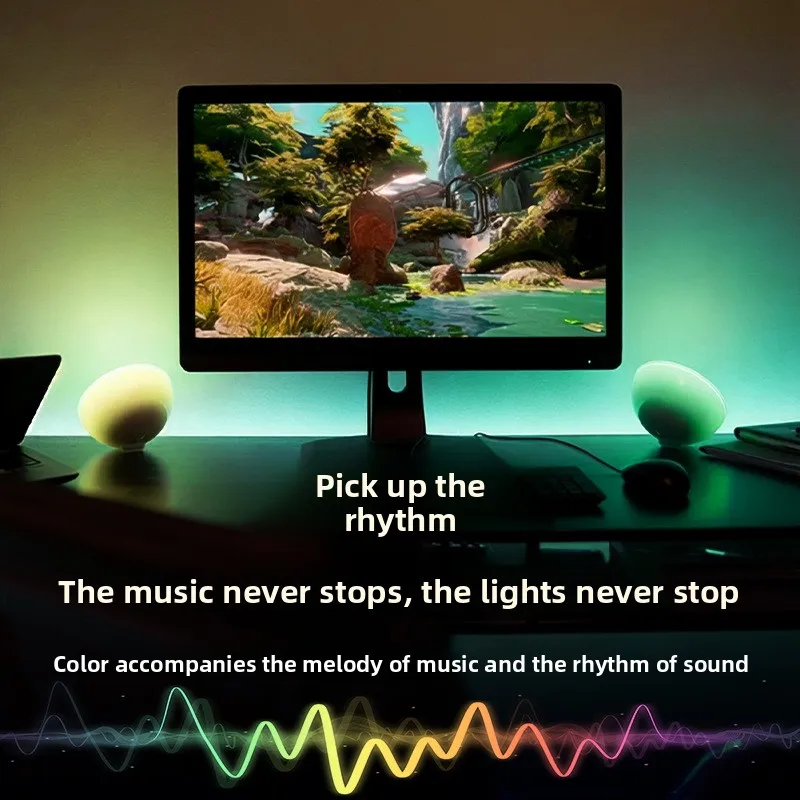 Wireless pickup light RGB desktop ambient light, bedroom bedside light, multi-function desktop night bowl light