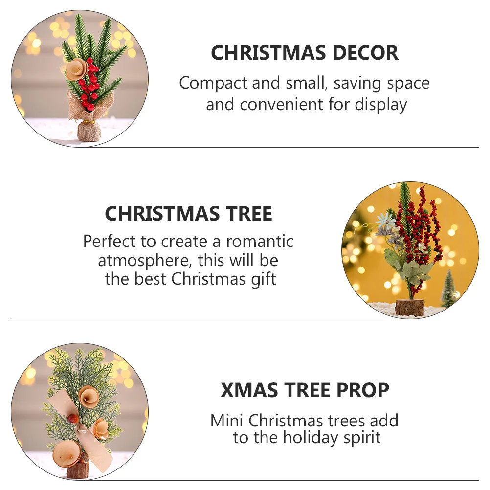 

3Pcs Christmas Tree Decor Set Small Desktop Xmas Decorations for Holiday Ambience Centerpiece Showcase Party Supply
