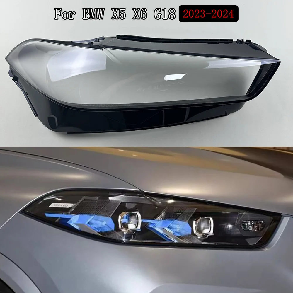 For BMW X5 X6 G18 2023 2024 Front Headlamp Cover Headlight Shell Transparent Lampshade Lens Plexiglass