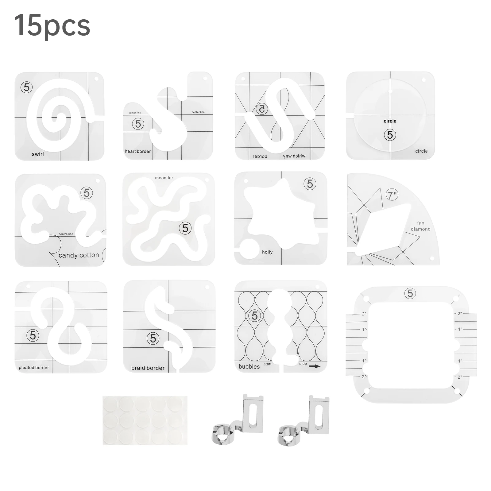 

15pcs Acrylic Quilting Template Set for DIY Quilting on Sewing Machine Free Motion Quilting Rulers Templates Grips Stencil Tool