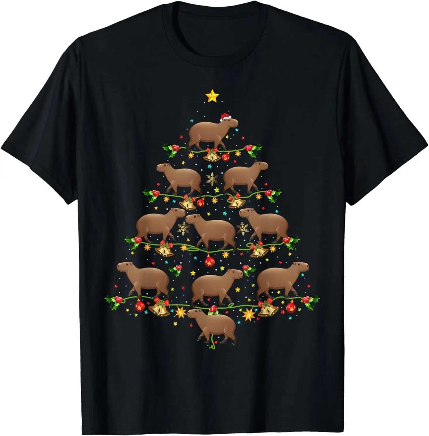 

NEW Capybara Christmas Tree Gift Funny Christmas Capybara Tee T-Shirt Size S-3XL