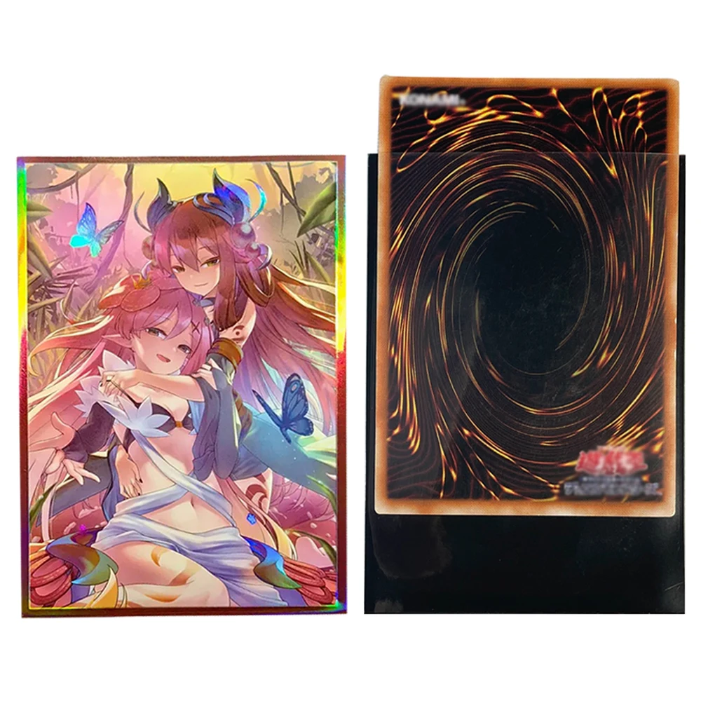 63x90mm 50PCS Holographic Sleeves YGO Card Sleeves Laser Anime Protector Card Cover for Board Games Trading Cards