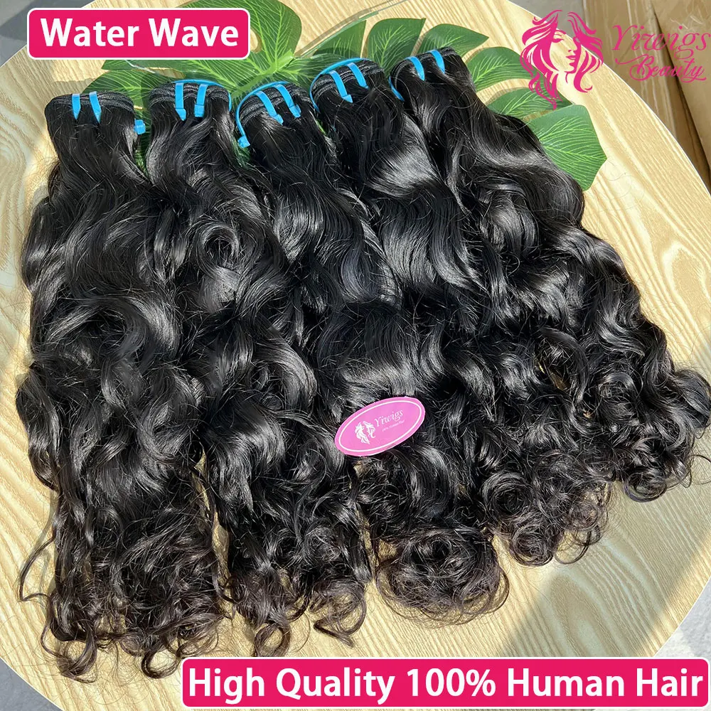 

Наборы вьетнамских волос Water Wave 18A, 100% натуральные человеческие волосы # Натуральные черные кудрявые необработанные волосы для наращивания 1B для женщин