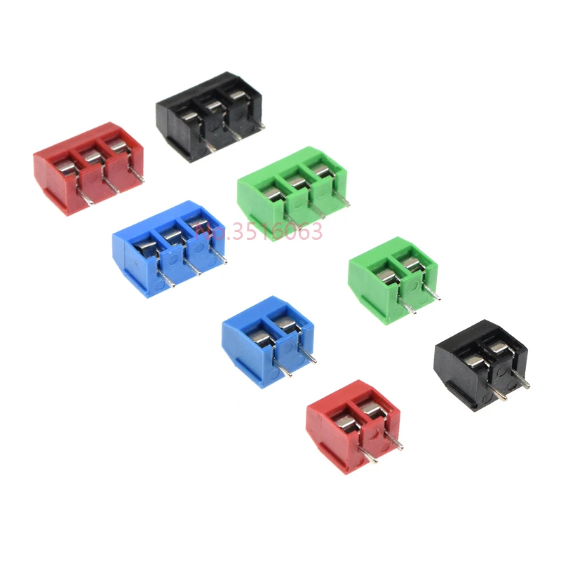 20PCS KF301- 2P 3P Screw 5.0mm Terminal Block 2 Pin 3 Pin Pcb Terminal Block Connector Blue, Green, Red and Black Selectable