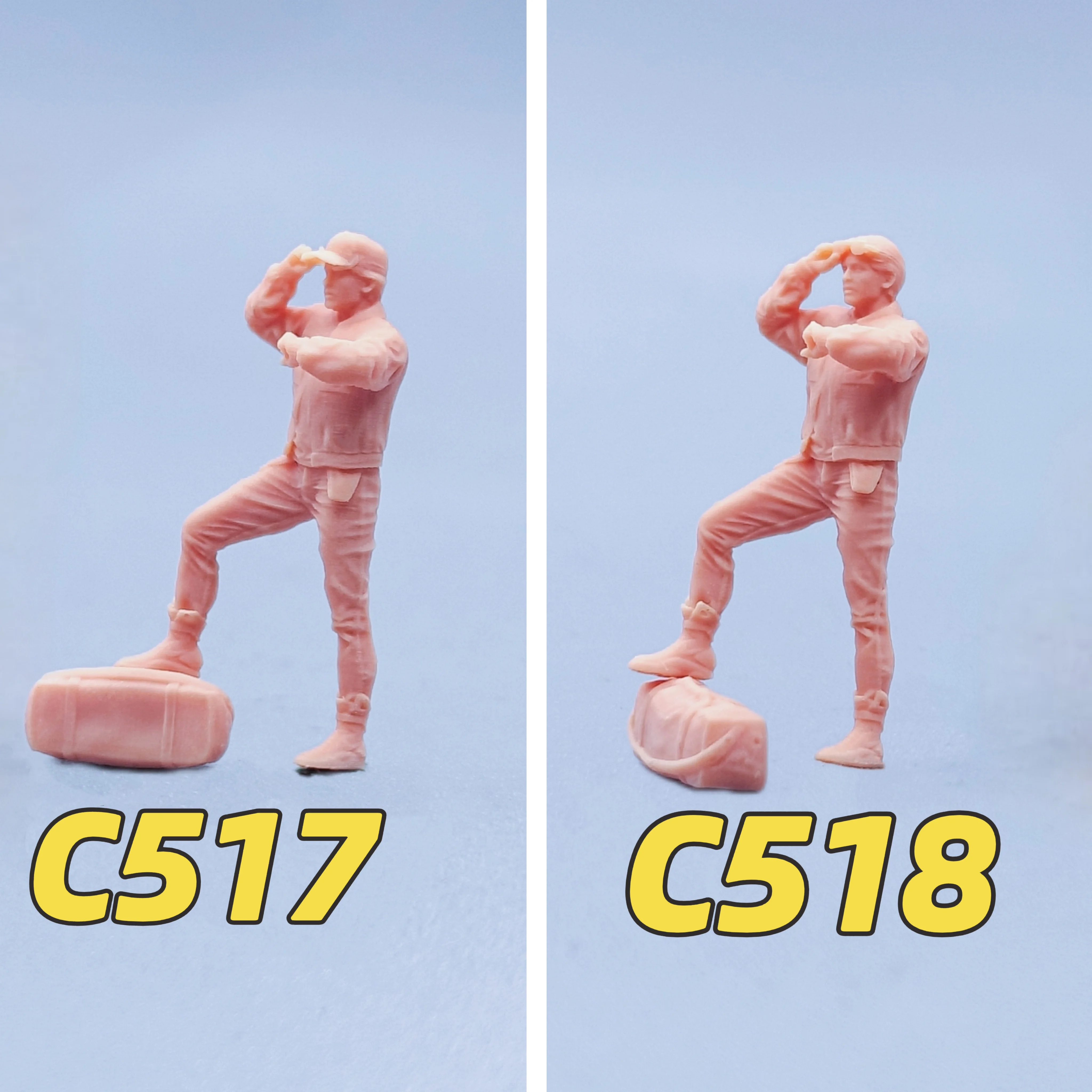 Maßstabsgetreue Modellfiguren im Maßstab 1:64, Kunstharz mit einem Hut, Martin, ungefärbte Miniaturen, Diorama, handbemalt, C517, C518