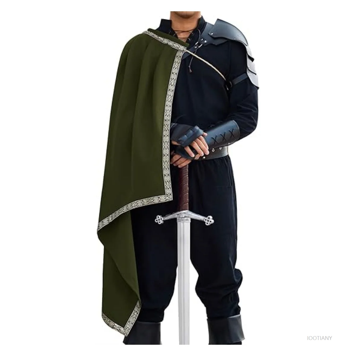 Medieval Tudor Cloak Renaissance Knight Men's Half Shoulder Cape Black Hooded Shrug Ranger Cape Larp Costume Halloween Coat 2025