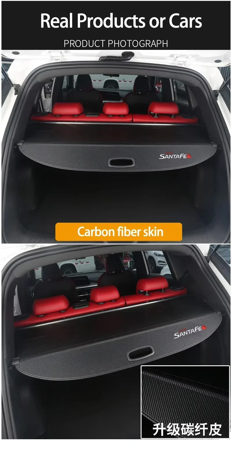 Car Trunk Curtain For Hyundai Santa Fe Sport SWB 2013~2018 Luggage Storage Adjustable  Partition Protective Cover Auto Acesories