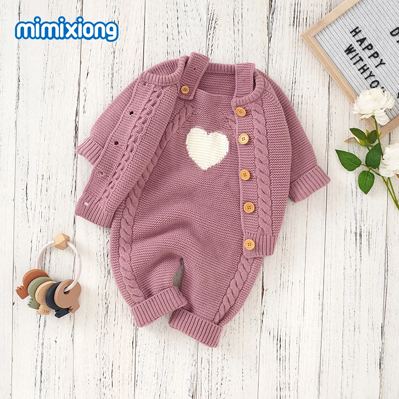 Autumn Baby Clothes Winter Casual Long Sleeves Sweaters Jackets+Rompers Outfits Sets for Newborn Infant Kids Boys Girls Costumes