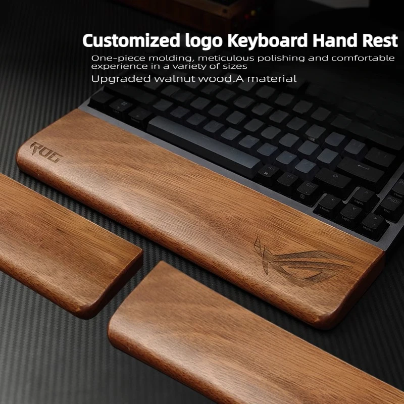 

MiFuny Customized Logo Keyboard Hand Rest Black Walnut Wrist Rest Ergonomic Gaming Desk Pad for wooting Mechanical Keyboard Gift