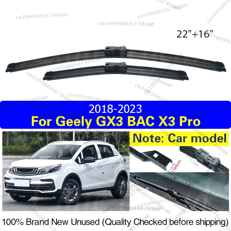 

For Geely GX3 BAC X3 Pro 2018 - 2023 Front Wiper Blades Cleaning Window Windshield Windscreen Brushes Car Accessories 22"+16"