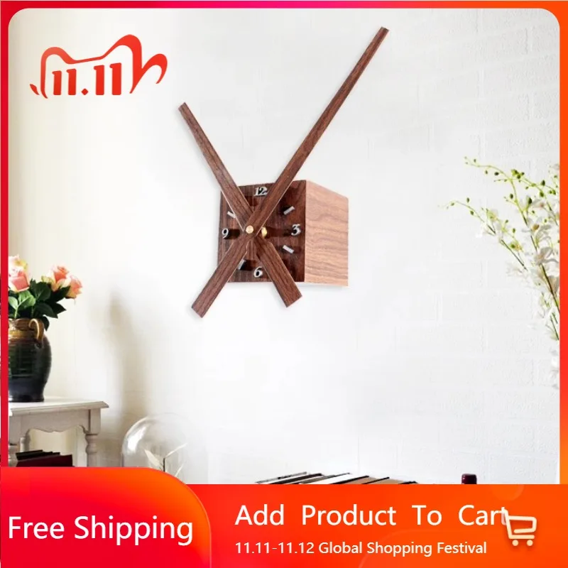 

Wooden Modern Wall Clock Creative Minimalist Unusual Hands Large Wall Clock Fashion Digit Unique Reloj Digital Pared Home Decor