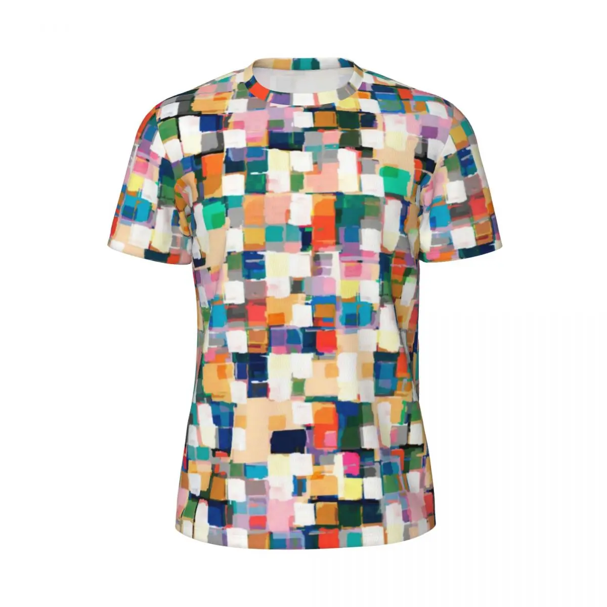 Sports T Shirt For Male Abstract Print T-Shirts Harajuku Modern Colorful Paint Beach Tee Shirt O Neck Streetwear Design Clothes