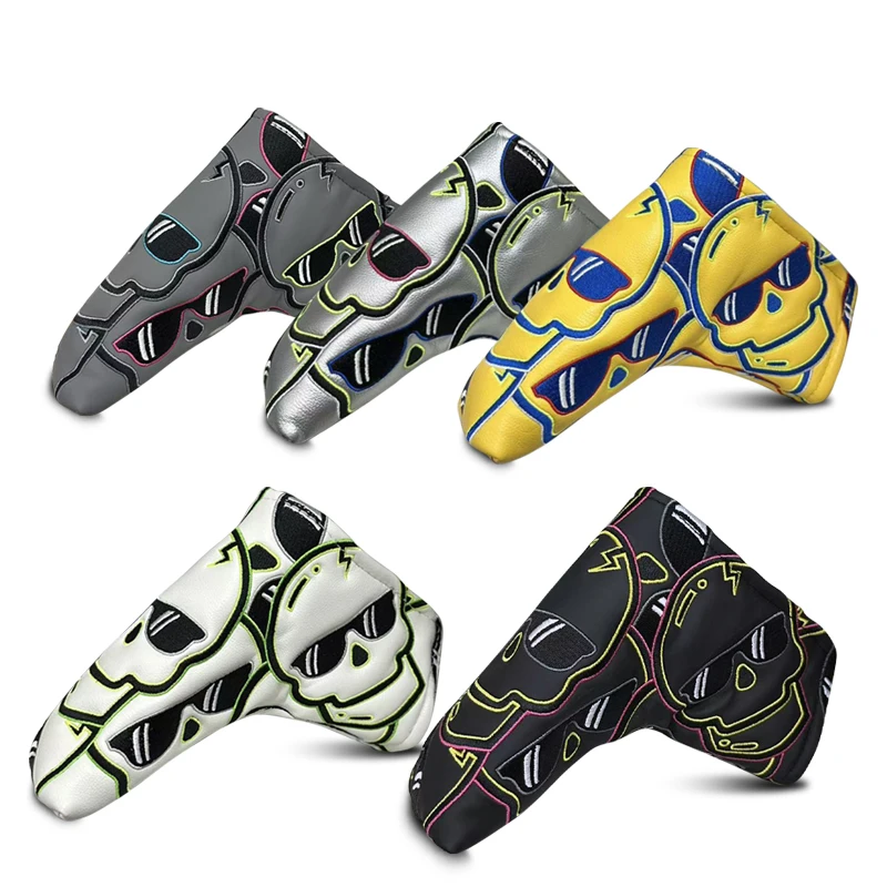 

Череп для клюшки для гольфа, крышка для клюшки, модный стиль вышивки, защитный чехол для клюшки, магнит, открытие и закрытие