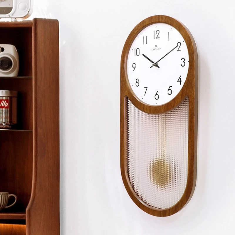 

Japanese Retro Wall Clocks Natural Pendulum Timepiece for Living Room Wooden Decorative Swing Clock Minimalist Home Decoration