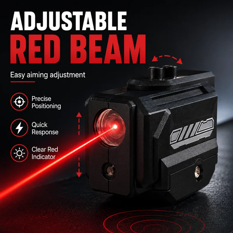Model Upgrade LED Flashlight Red Laser 2-in-1 Accessory Adjustable Red Beam Universal 20mm Rail Mount Button Battery Powered