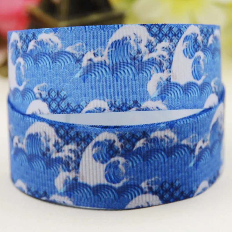 22mm 25mm 38mm 75mm Japanese wave Cartoon printed Grosgrain Ribbon party decoration 10 Yards