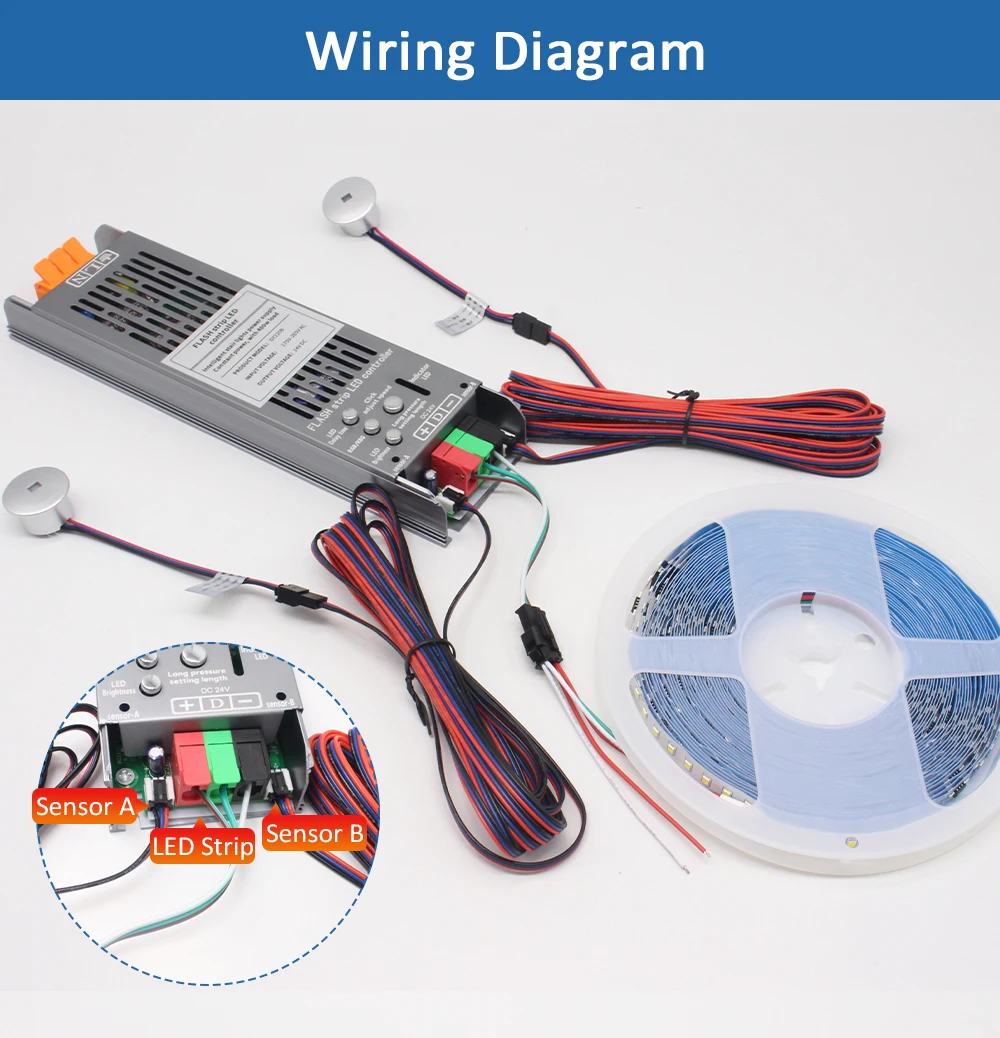 5M 10M 15M WS2811 COB Fließendes Wasser Streifen Licht für 24V 400W PIR Motion Sensor LED Treppen Controller Treppe Beleuchtung Dekor – Detail 4