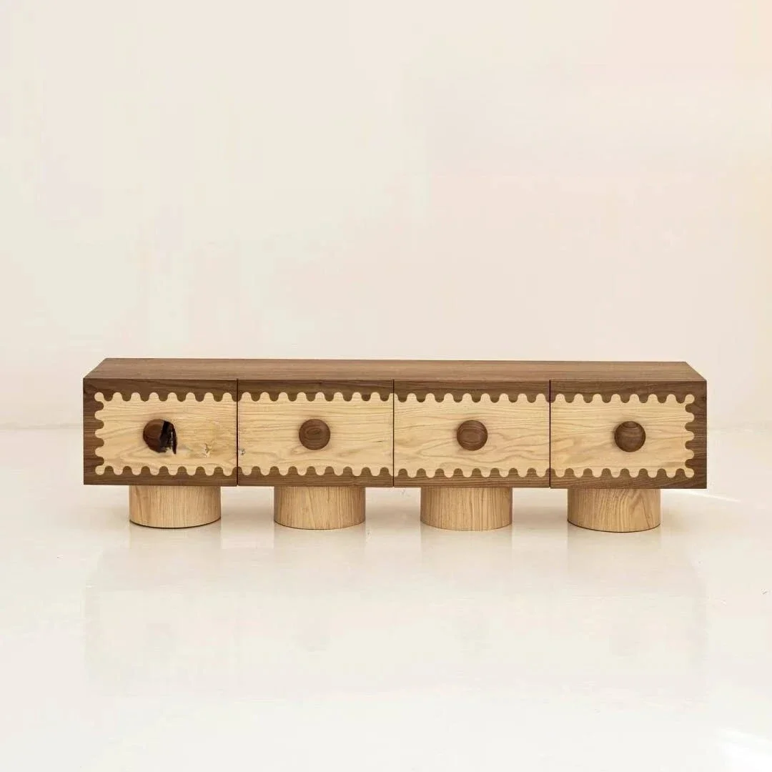 A Nordic simple modern solid wood TV cabinet medieval locker French video cabinet