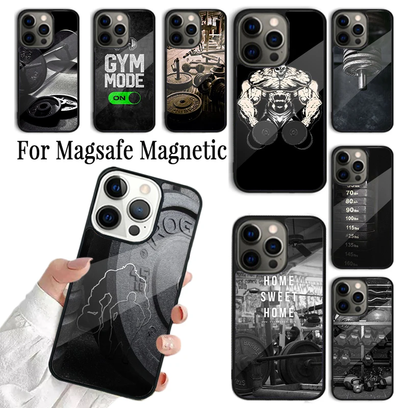 Coque Phone Case For iPhone 16 15 14 13 12 Mini 11 Pro Max Plus Magsafe Magnetic Wireless Charging Cover Fitness Equipment