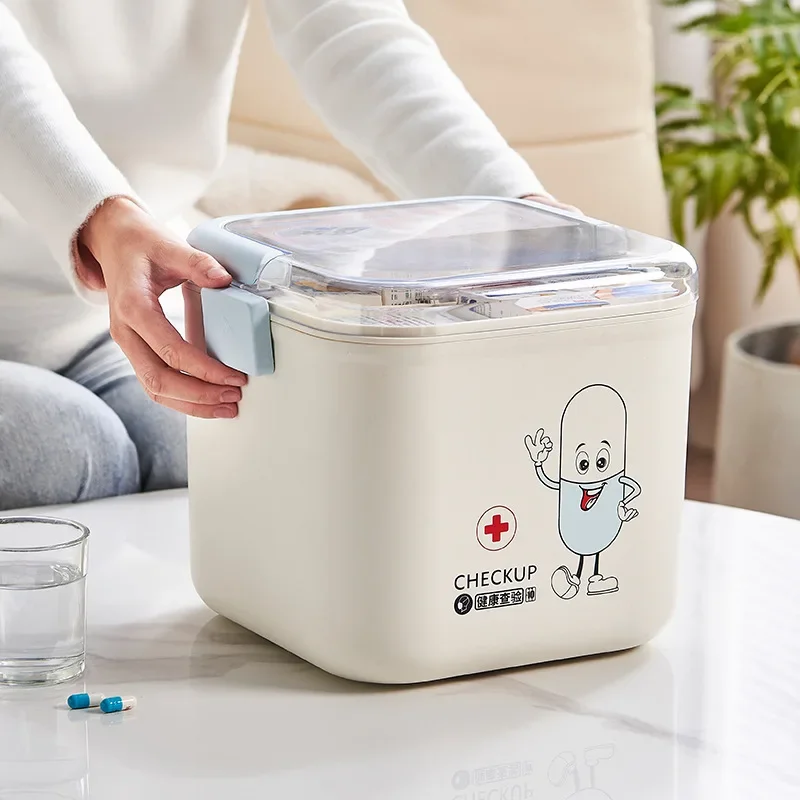 Transparent Medicine Storage Box Large Capacity Multi-layer Multifunctional Storage Box Household Storage Medicine Box