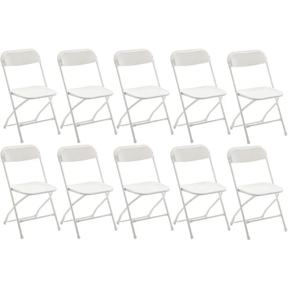 White Plastic Folding Steel Frame Commercial 650LB High Capacity Event Chair Lightweight Set for Office Picnic School Set of 10