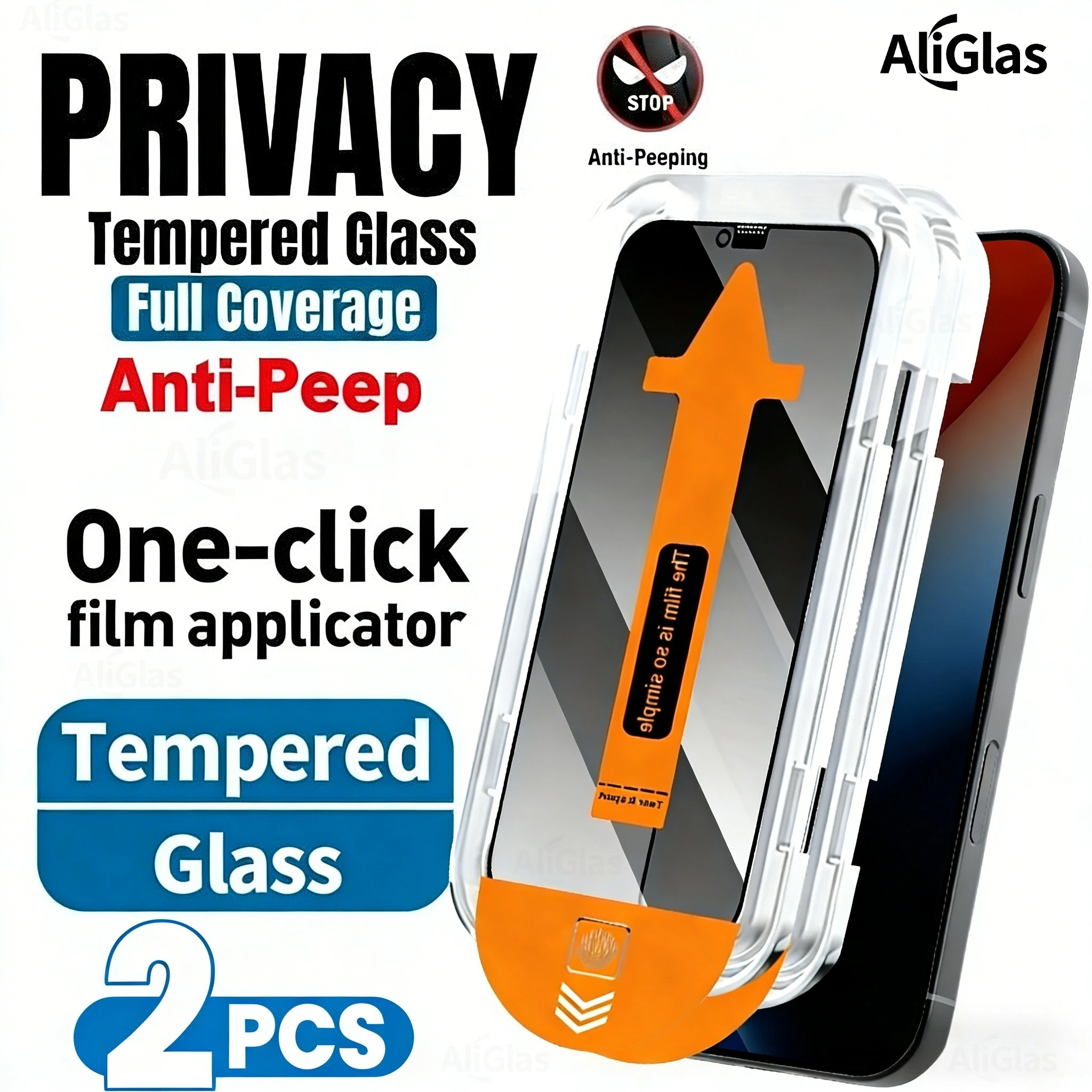 

2 шт. Защитное стекло для iPhone (модели 17 Pro Max, Air, 13, 14, 15, 16 Pro Max, 16E) с защитой от отпечатков пальцев, простая установка