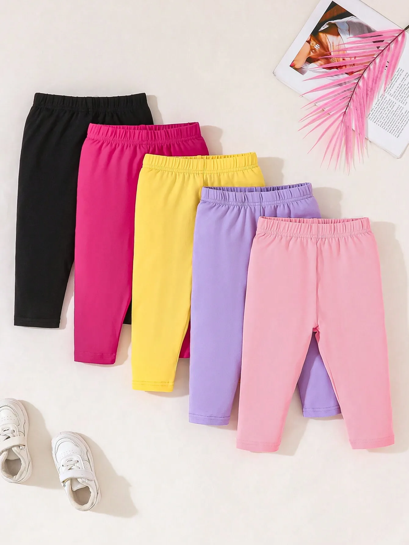 

5-Pack Soft Stretch Capri Pants for Toddler Girls, Spring Summer Casual Wear