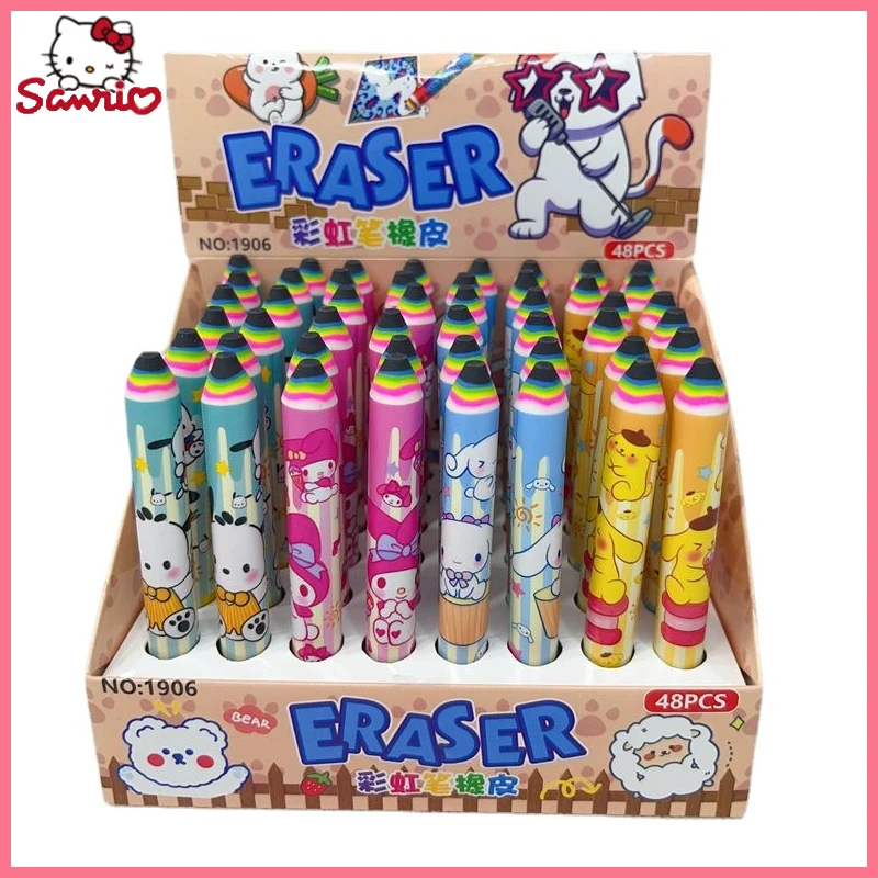 Sanrio Melody Cute Cartoon Rainbow Pen Eraser Student Pencil Eraser Learning Stationery Supplies Girls Childrens Gifts Wholesale