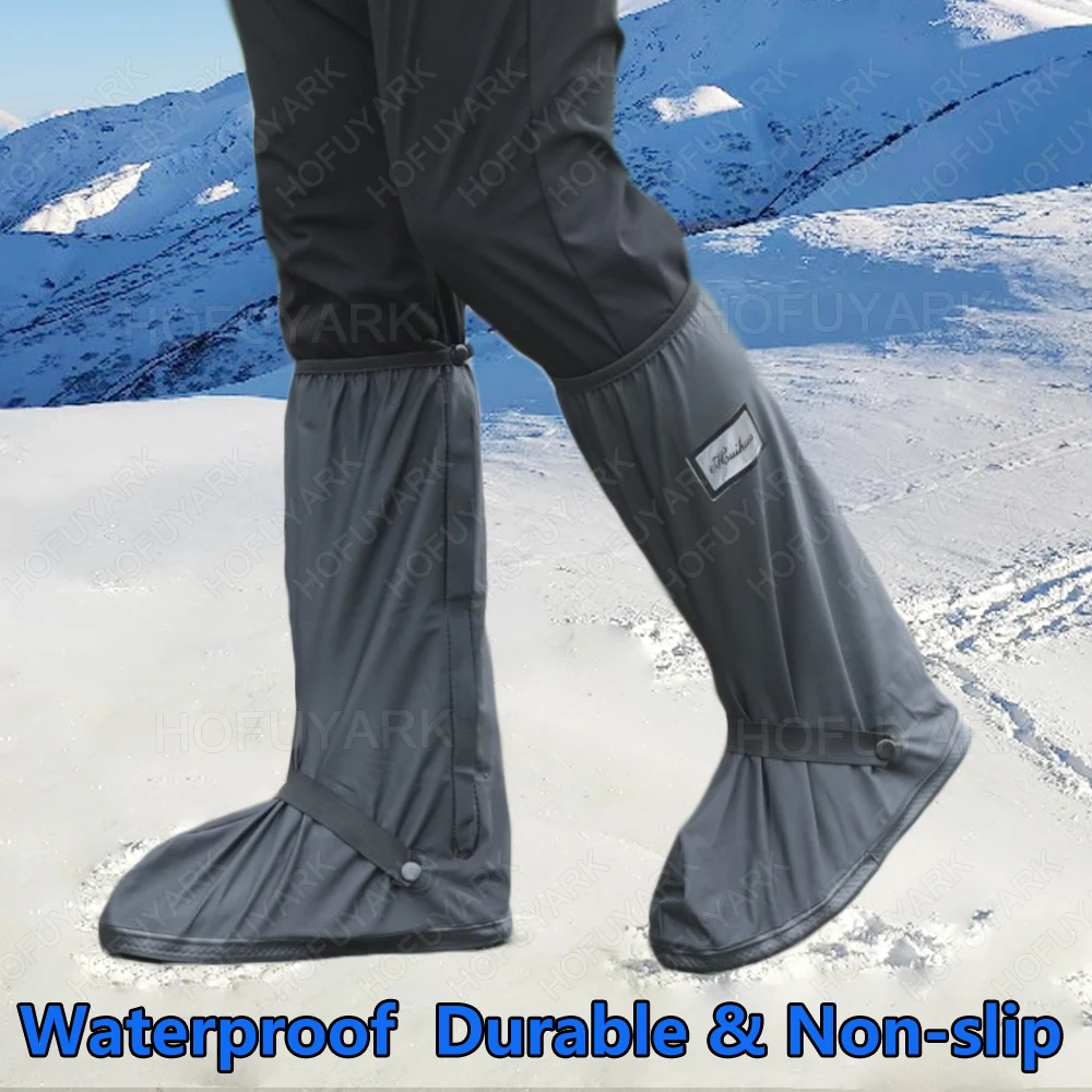 Weatherproof Shoe Covers Anti-Slip Shoes Protector for Winter Outdoor Fishing Hiking Bicycle Motorcycle Cycling Rain Boots Cover